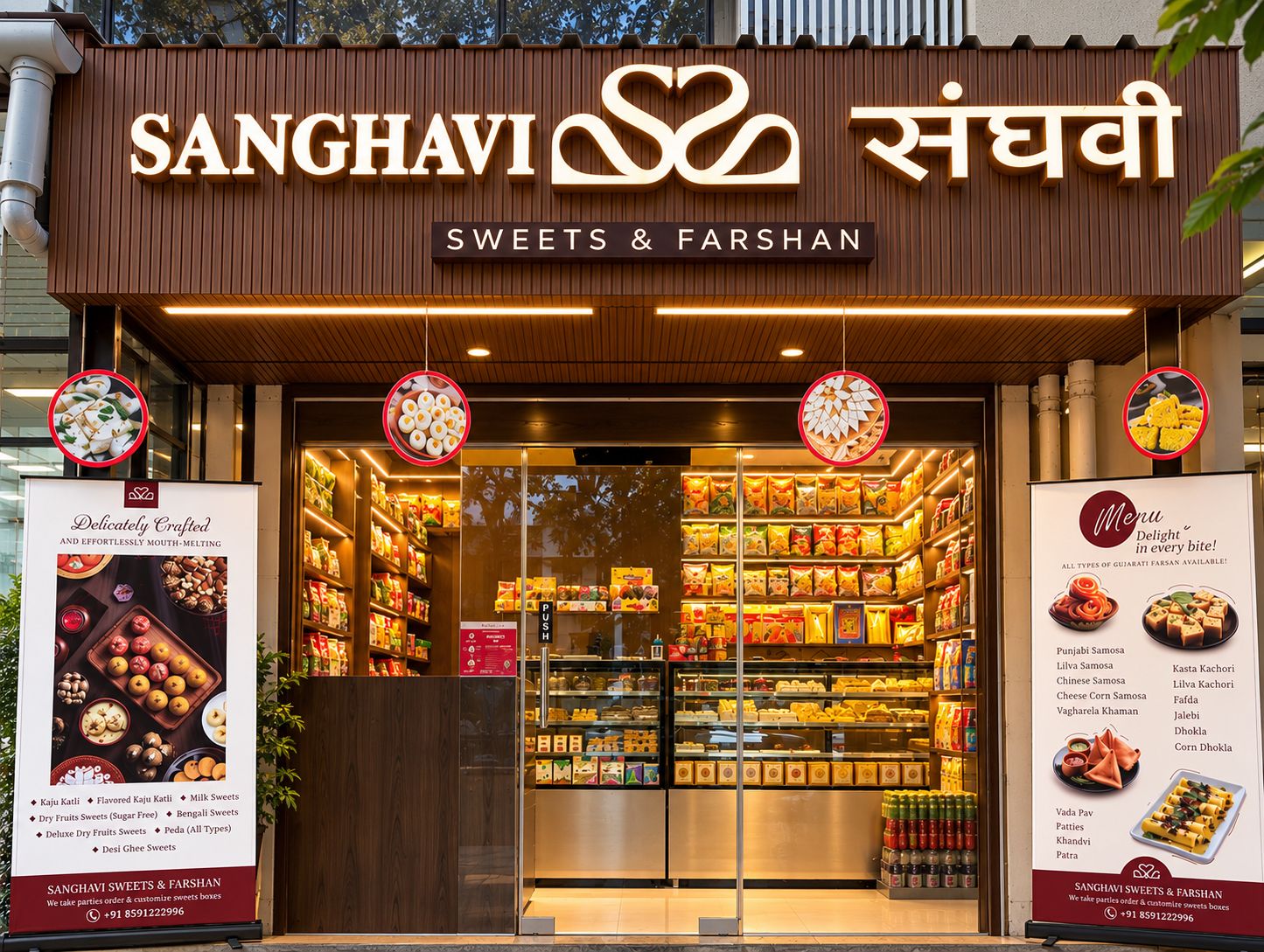Sanghavi Sweets & Farshan shopfront on JP Road, Andheri West